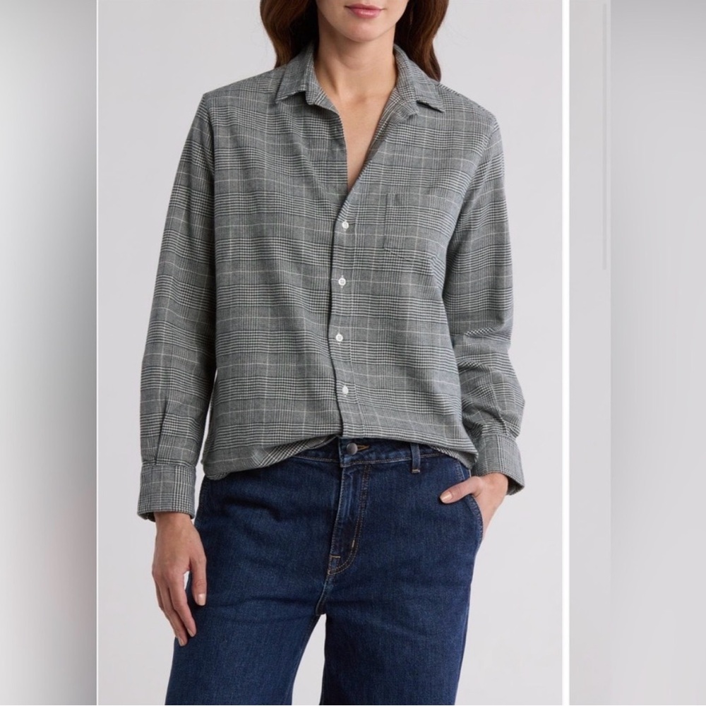 Frank And Eileen Houndstooth Eileen Long Sleeve Button Up Top Size Small